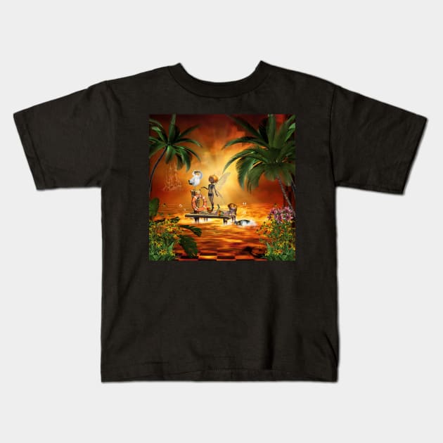 Cute little fairys playing on the beach Kids T-Shirt by Nicky2342